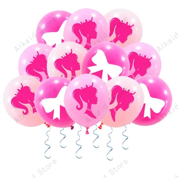 10/20db Barbie rózsaszín hercegnő léggömb partidekorációhoz lányoknak Felnőtt születésnapi parti kellékek Babaváró dekorációk