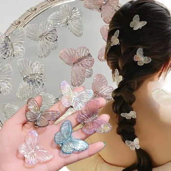 10db átlátszó pillangó kis hajkarom klipek hajkarmok nőknek fonott lányok hajbilincsek rák barretták fogó fejfedők