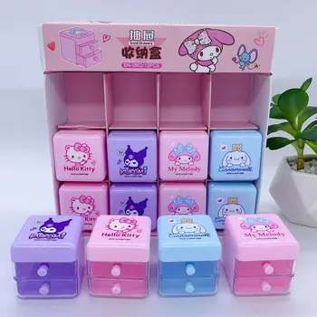 12db Aranyos rajzfilm Sanrio Cinnamoroll My Melody Kuromi fióktároló doboz Mini ékszer befejező doboz Dupla ékszerdoboz Ajándékok