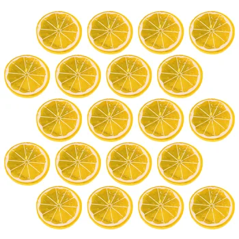 20 db műanyag hamis utánzat citrom szelet gyümölcs mesterséges szeletek blokkok szimulációs dekorációk