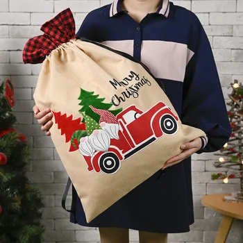 2020 új karácsonyi díszek Ajándéktáska Húzózsinór erdő idős autó ajándéktáska ajándék csomagolás karácsonyi dekoráció otthoni dekoráció