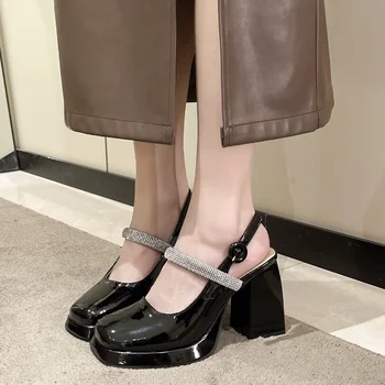 2023 Hot Sale Shiny New Sandals Women Summer Crystal High Heels Sandals Női egyszínű vastag sarkú platform Női pumpák