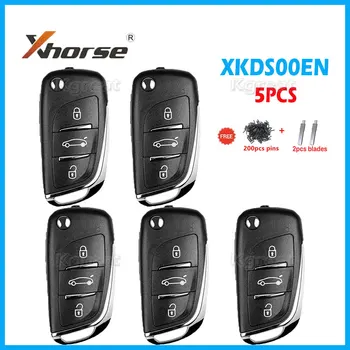5PCS Xhorse XKDS00EN vezetékes univerzális távirányító kulcs 3 gomb a Volkswagen DS autókulcshoz VVDI2/VVDI MINI KEY TOOL készülékhez Magyar változat