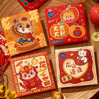 6 db kínai újévi piros boríték 2024 sárkányév piros zseb a szerencséért pénz Tavaszi Fesztivál Hongbao Party ajándéktáskák