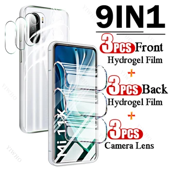 9in1 teljes borítójú elülső hátsó hidrogél film Xiaomi 11X M2012K11AI ujjlenyomat képernyővédő fólia Xiaomi Mi 11 X kamera lencséjéhez