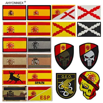 AHYONNIEX 1PC Spanyol sas és kígyó jelvény Nemzeti zászló GEO Patch hímzett karszalagos hátizsák közzétett szövet matrica DIY