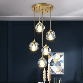 All Copper Light luxus Nordic Dining Room Étkezőlámpa Háromfejű modern minimalista kristálylámpa minimalista kreatív kislemez