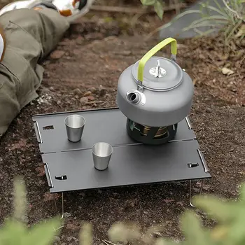 Alumíniumötvözet kemping összecsukható asztal Ultrakönnyű hordozható BBQ piknik grillező mikro összekötő asztal túrázáshoz Kültéri étkészlet