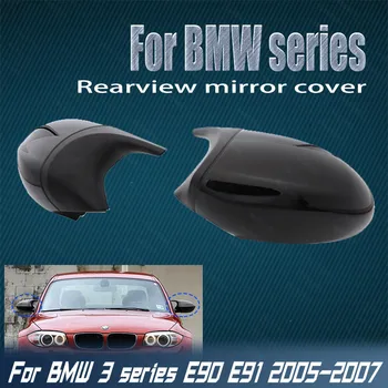 Autó Kiváló minőségű oldalsó M stílusú fényes fekete visszapillantó tükör pótsapkák BMW 3-as sorozathoz E90 E91 2005 2006 2007