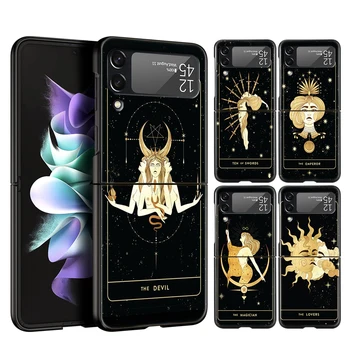 Boszorkányok Hold Tarot Mystery Totem Hard PC telefontok Samsung Galaxy Z Flip 4 készülékhez Fekete tok Galaxy Z Flip 3 ütésálló tokhoz