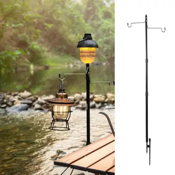 Camping Lantern Stand Könnyű, levehető összecsukható függő lámpás rúd akasztó utazáshoz BBQ hátizsákos horgászat túrázás