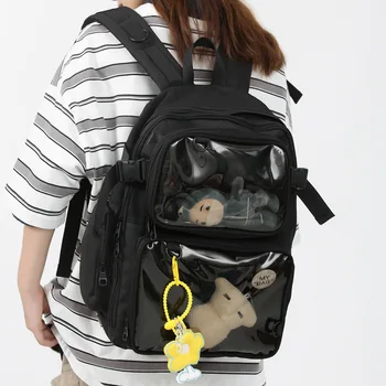 Clear Ita táska hátizsák készlet 2db női lányoknak 3 út válliskolai utazás levehető deréktáska poliészter hátizsák