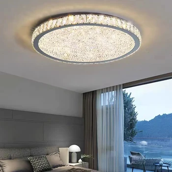 Crystal Modern LED mennyezeti lámpák nappalihoz Hálószoba Otthoni világítótestek Rozsdamentes acél mennyezeti lámpa távoli fényerő-szabályozással