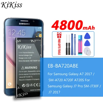  Csere akkumulátor Samsung Galaxy A7 2017 verzióhoz SM-A720 A720 A720F SM-A720S újratölthető telefon akkumulátor EB-BA720ABE 4800mA