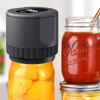  Elektromos befőttesüveg vákuum tömítő készlet Vezeték nélküli automata üvegtömítő készlet Konyhai élelmiszer-tárolás és erjesztés befőttesüveg-fedéllel