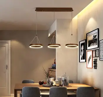 fehér Fekete LED lámpák Csillár étkezéshez Konyha szoba távirányító akril függő lámpatest lámpatest kör medál