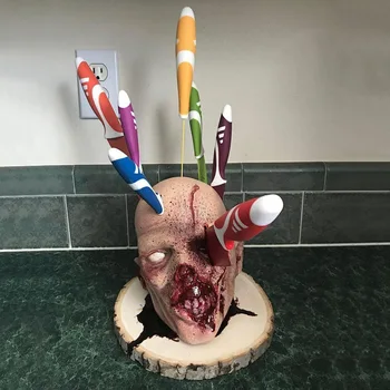 Halloween horror koponya kés tartó konyhai dekoráció bár kísértetjárta ház étterem party Halloween dekoráció