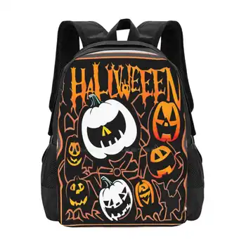 Halloween Tök Divat Minta Design Utazás Laptop Iskolai hátizsák Táska Tpween2022 Halloween Ijesztő kísérteties trükk vagy csemege