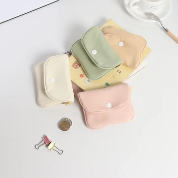 Hordozható érmepénztárca Új egyszínű mini készpénzpénztárca Könnyű pamut fejhallgató táska női kulcstartó