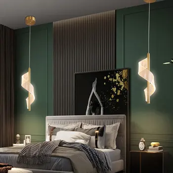 hálószoba éjjeli függőlámpák akril spirál modern egyszerű északi függő lámpák nappalihoz háttér lakberendezés lámpatestek