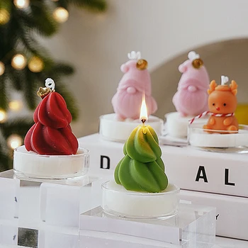 Karácsonyfa gyertyák Karácsonyi díszek Teamécses illat illatos gyertya Lakberendezési középpontok az asztalhoz