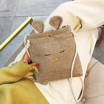 koreai stílusú bojt heveder táska alkalmi kézitáska aranyos nyúlfül váll Messenger táska telefon pénztárca divat kis crossbody táska