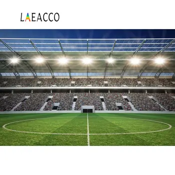 Laeacco Foci hátterek Zöld fű Gyep Futballstadion Reflektorfény Gyermek portré Fotózás Hátterek Fotóhívó stúdió