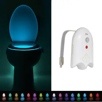 LED 16 színű WC dekoratív fény vízálló mozgásérzékelő Fürdőszoba éjszakai világítás USB tápegység IP65 gyermekeknek