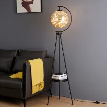 LED kerek üveg állólámpák Nappali tároló állvány világos arany fekete Modern otthoni szobadekoráció Megvilágítás állólámpák