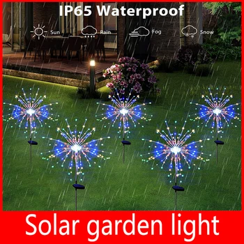 LED napelemes tűzijáték lámpák Kültéri kerti dekoráció Tündér fények vízálló pitypang fű lámpa teraszos kerthez