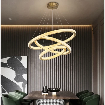 Lámpa Modern LED csillár arany kör alakú mennyezeti lámpa állítható gyűrűk függő függő világítás a nappalihoz hálószoba lépcső