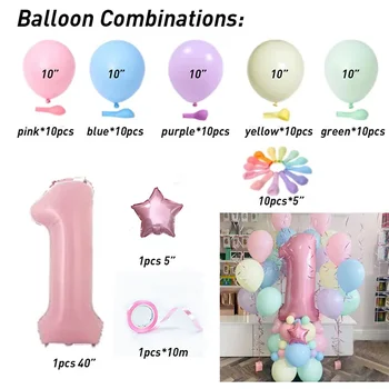Macaroon Latex lufik Candy Pink Ballons Set 1 2 3 4 5 6 7 8 9 Születésnapi zsúrdekorációk Gyerekek Babaváró lány Egyszarvú
