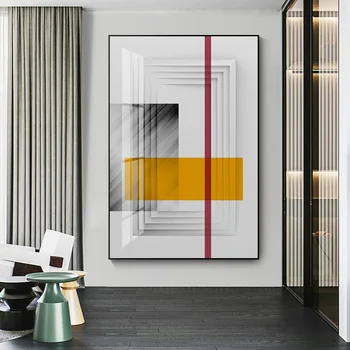 Minimalista geometrikus színes blokk vászonfestés Absztrakt narancssárga piros poszterek és nyomatok a nappalihoz Lakberendezés Cuadros