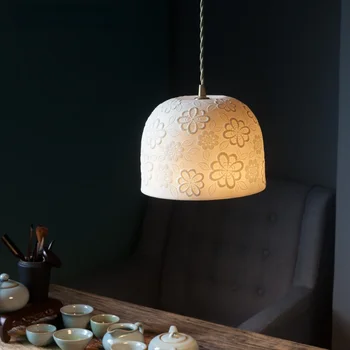 minimalista japán stílusú kerámia függőlámpa konyhához, hálószobához, nappalihoz, koreai hanglámpás lakberendezési készülékhez csillárok