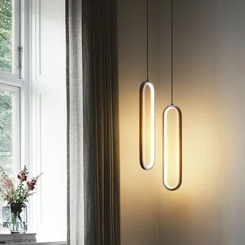 Modern LED függőlámpa hálószoba éjjeli függő lámpákhoz Nappali dekoráció Dupla 2 fejes világítógyűrű alumínium lámpatest