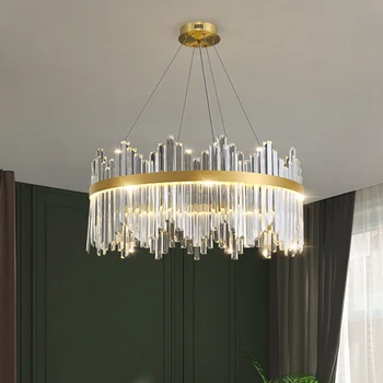 Modern luxuscsillár kerek fényes szabályozható csillár alkalmas nappaliba hálószoba étkező kristály világítótestek
