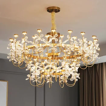Modern virágkristály csillár világítás arany luxus függőlámpa nappalihoz Étkező hálószoba Home Deco függő lámpatestek