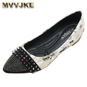 MVVJKEWomen Flats Fashion strassz szegecsek Női naplopók Balett Hegyes lábujjú Női cipők Loafers Plus size Zapatos De Mujer