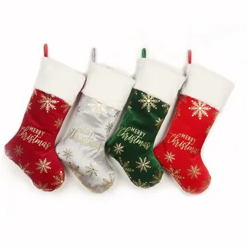 Nagy kapacitású karácsonyi zokni Függő díszek hímzés Karácsonyi ajándéktáska Hópehely cukorka ajándék harisnya