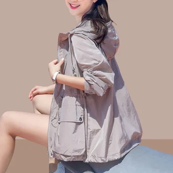 Napvédő ruházat Női nyári vékony kabát 2023 Új anti-ultraibolya légáteresztő ing kapucnis széldzseki női dzseki