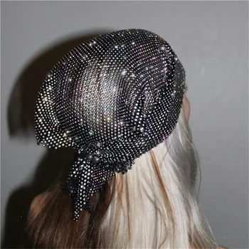 New Fashion Women Bling Head Scarf Sapka Fejpánt Crystal Mesh Cap Hair Snood Headpiece Kiegészítő Dropshipping