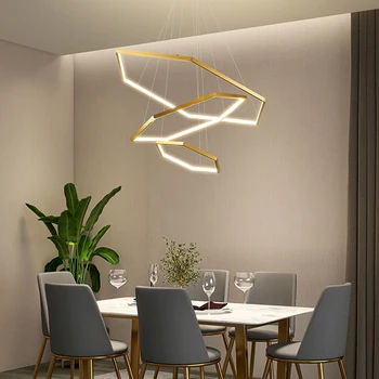 Nordic Creative Csillár arany Egyszerű geometriai függőlámpa Étkező Szalon Dekoratív Függő Világos konyha Sziget Droplights