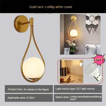 Nordic Creative Luxus üveggolyó LED fali lámpa Nappali fém Modern minimalista éjjelifali lámpa hálószoba világítótestek