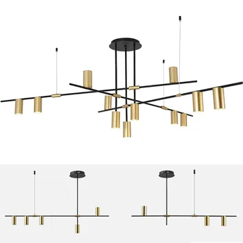 Nordic Modern függőlámpák Függő mennyezeti lámpa Egyszerű minimalista stílus Hosszú csillár Fekete arany GU10 étkezőasztal lámpatestek