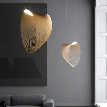Nordic posztmodern hálószobai lámpa személyre szabott kreativitás egyszerű nappali étkező világítás művészet fa gabona csillár