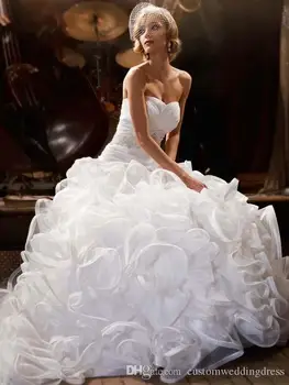 olcsó hosszú kedvesem esküvői ruhák 2023 fodros vestido de noiva köntös de mariee mariage esküvői ruha menyasszonyi bál Ruha