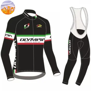 Olympia Italia férfi kerékpáros ruházat termikus gyapjú hosszú ujjú meleg kabátmtb kerékpáros ruházat vállpántos harisnya ciclismo öltöny