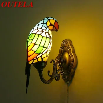 OUTELA Tiffany papagáj Fali lámpák Amerikai vidék Gyerekszoba Homestay Villa Hotel Ólomüveg Állat dekorációs lámpa