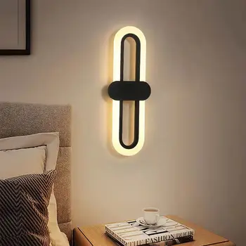 ovális 8W LED akril hálószoba éjjeli fali lámpa modern egyszerű fény Luxus nappali lépcső TV háttér Fali folyosó fali lámpa