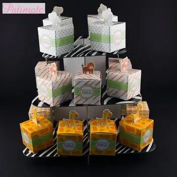 Patimate Anmial cukorka doboz születésnapi dekorációkhoz vagy partikellékekhez Rajzfilm doboz ajándéktáska Esküvői szívesség doboz parti dekorációhoz